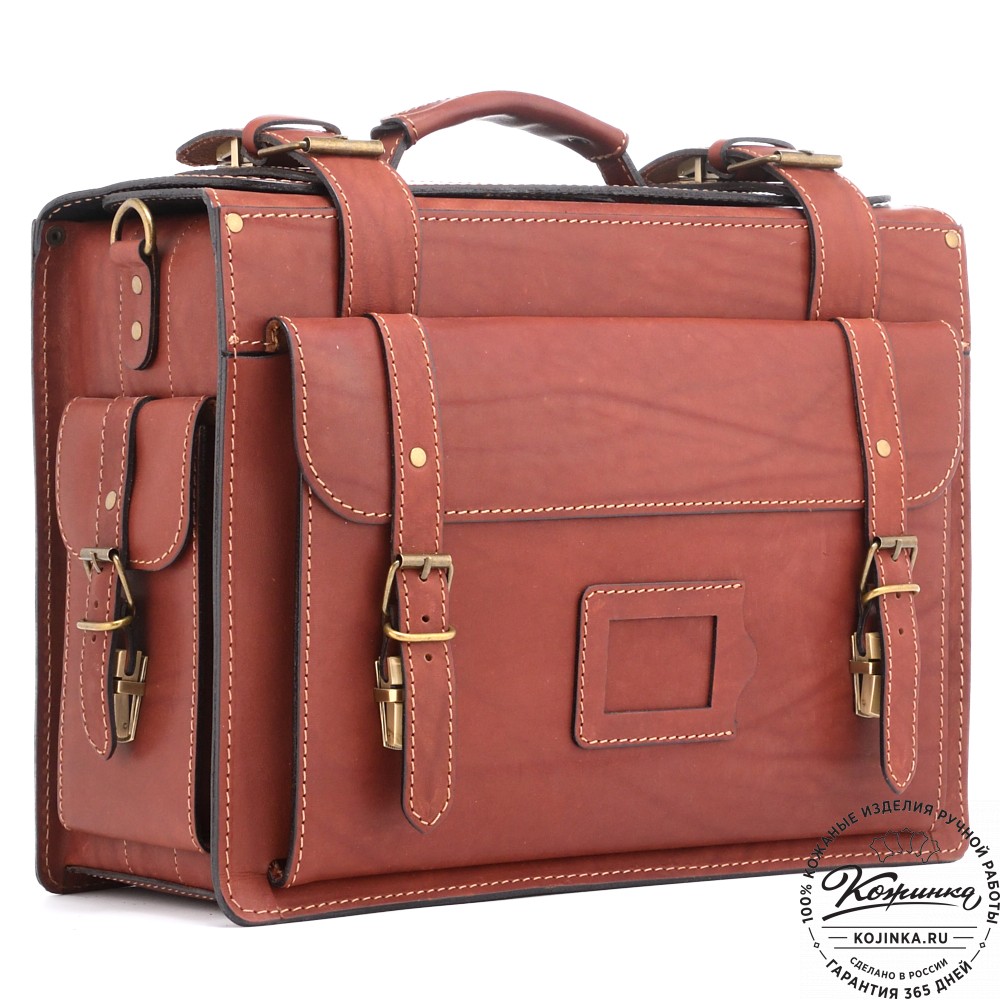 Кожаный портфель-кофр  "Универсал"  (коньяк)